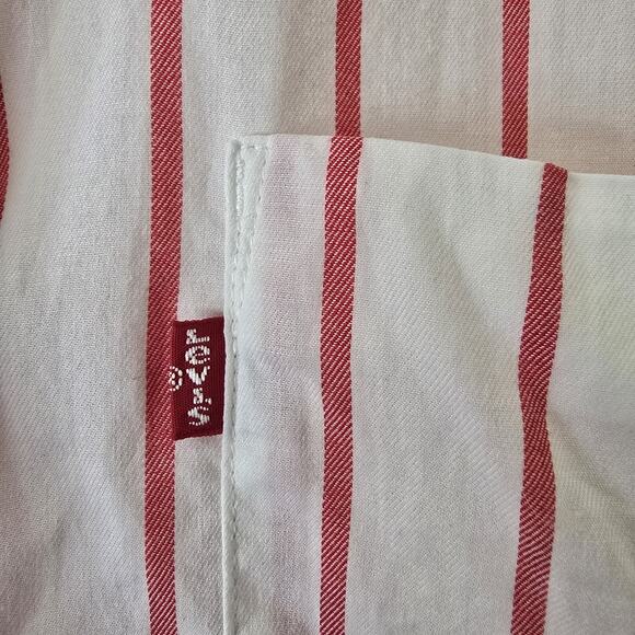 Levi's Women's Sz Large Boyfriend Fit Button Up Striped Cotton Shirt Lightweight - Picture 3 of 7